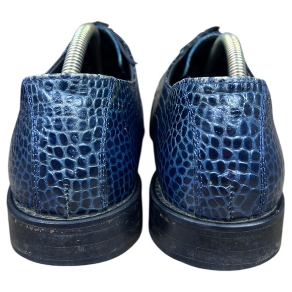 Stacy Adams Delray 24542 Shoes Mens 11 Blue Croc Style Leather Dress Shoes - Picture 5 of 10